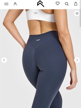 SOFTMOTION™ LEGGINGS WITH WHITE LOGO- True Blue XS-Short